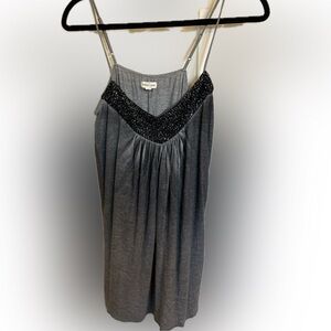 Silence + Noise Gray Beaded Tank Top